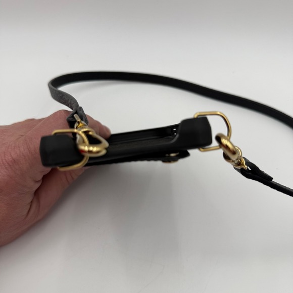 Bandolier Emma iPhone 15 Pro Crossbody Case Black Pebbled Leather Gold Hardware - Picture 6 of 6